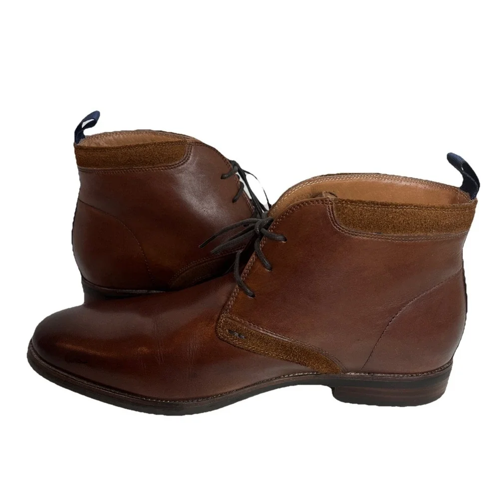 Florsheim Mens Uptown Chukka Boots US 8.5W Cognac Brown Leather‎ Lace Up Shoes